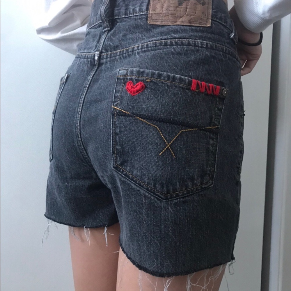 Black denim shorts